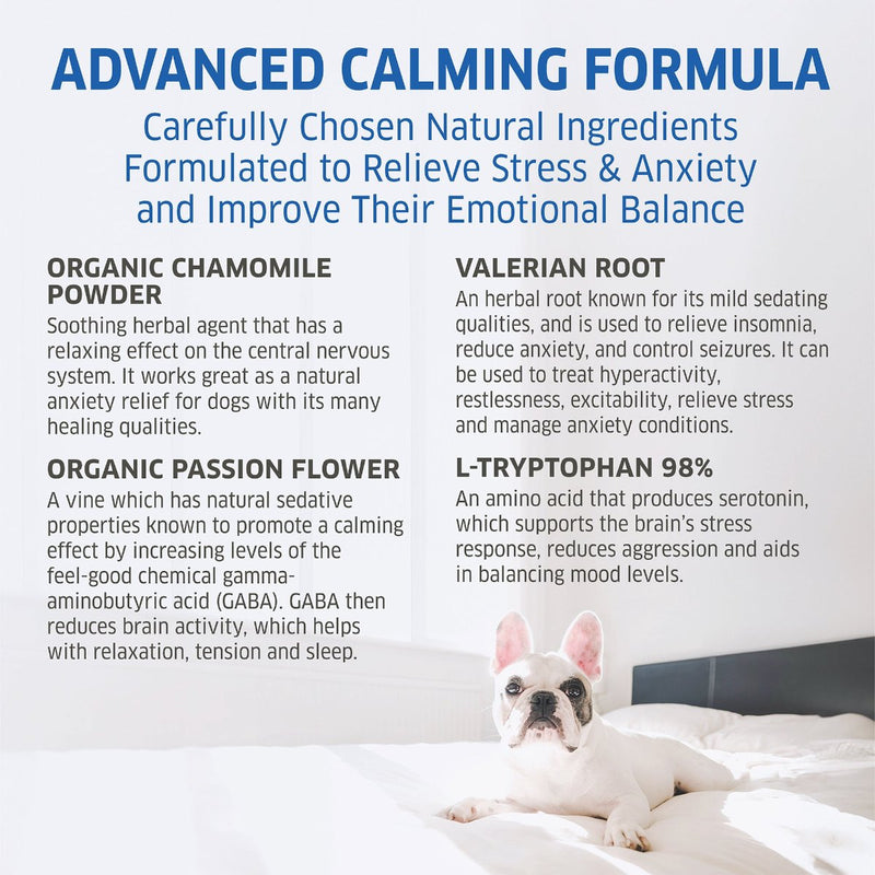 fur belly advanced calming treats  formula, natural ingredients, formulated to relieve stress and anxiety