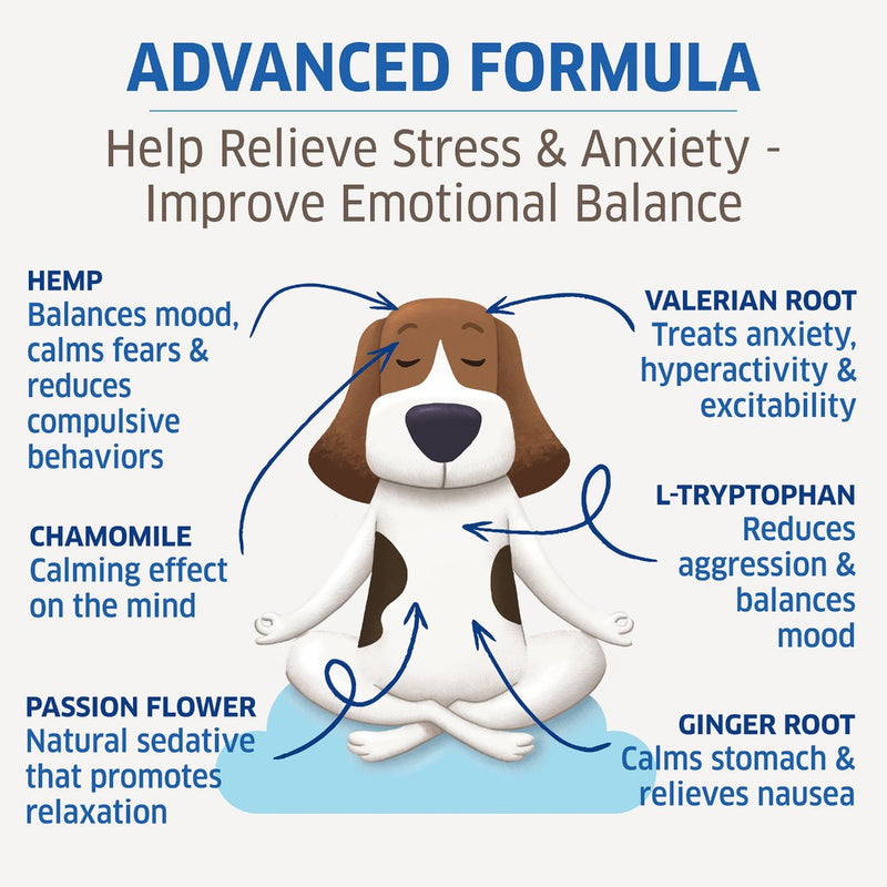 fur belly calming treats advanced formula, help relieve stress and anxiety, improve emotional balance